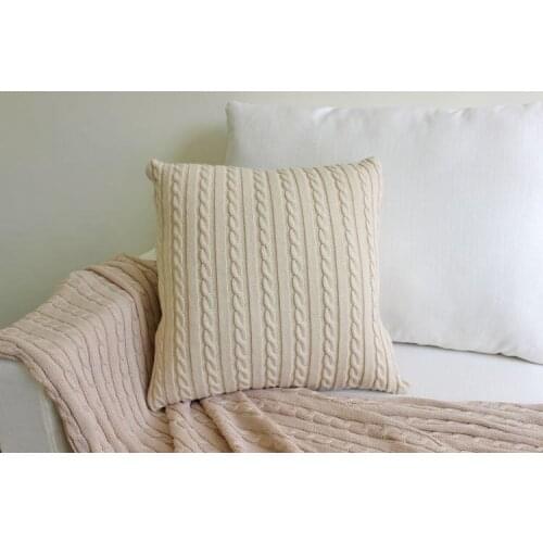 Vintage Knitted Cushion Cover Pillowcase Fashion 45cm*45cm Pillowcase Brown and Ivory Fashion Pillowcase