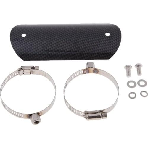 Carbon Fiber Heat Shield Curve Exhaust Muffler Pipe Cover Heel Guard Black