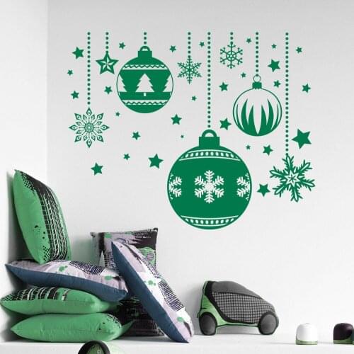 Green Merry Christmas Removable Snow Ball Wall Sticker Decal Home Window Decor Wall Stickers For Kids Room Nursery Market D782