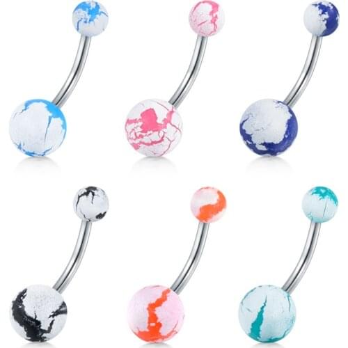 14G Stainless Steel Belly Button Rings for Women Girls CZ Screw Navel Bars Body Piercing Jewelry 10mm bar length