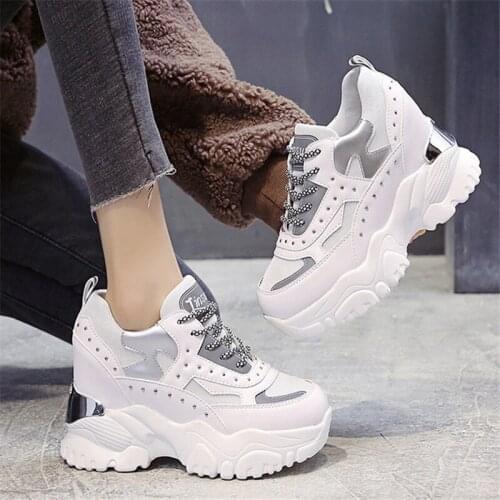 Womens Chunky Sneakers Thick Bottom Platform Internal increase Shoes Fashion Breathable Casual Running Shoe for Woman Female