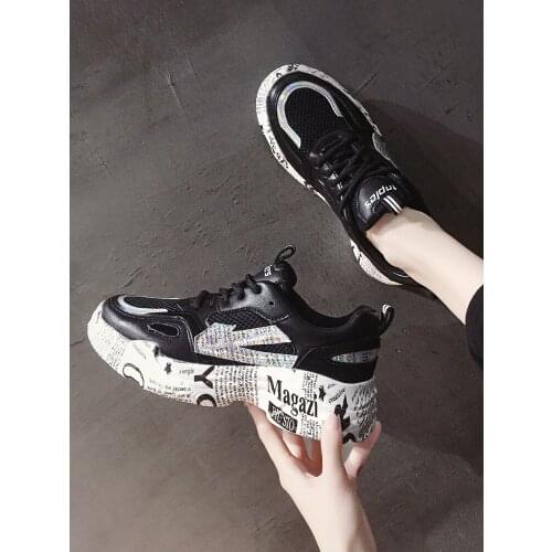 Alphabet Graffiti Mesh Torre Shoes Female Summer Ins Tide 2019 New Wild Net Shoes Breathable Mesh Casual Running Sneakers Shoes