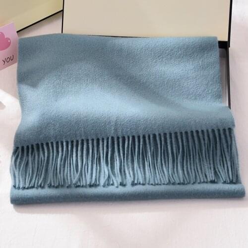 Winter 100% Pure Wool Scarf Neck Warmer Women Echarpe Wrap with Tassel Pashmina Foulard Femme Merino Cashmere Scarves for Ladies