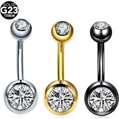 1Pc 14G Crystal Navel Ring Barbell ASTM-F136 Implant Titanium Nombril Ombligo Belly Button Rings Men Women Body Piercing