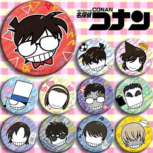 1pc Detective conan Case Closed Kudou Shinichi Haibara Ai Kudou Shinichi Badges brooch icons