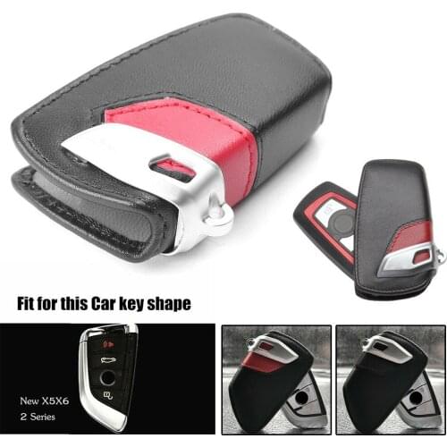 1Pcs Blade Shape Leather Car Key Case Cover Fob For BMW 2 3 5 7 Series X5 X6 Key Cases Keyboard Cover Auto Accessories
