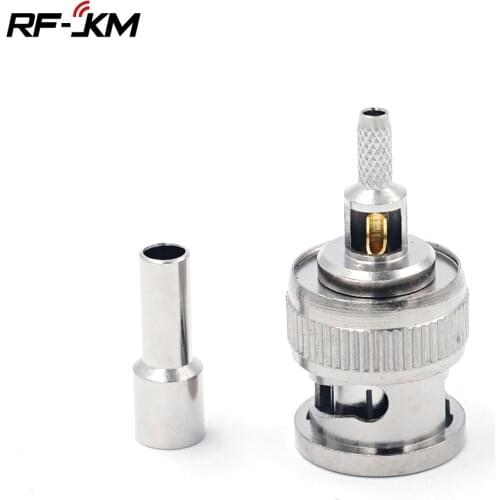 10PCS BNC Male Plug RF Connector Crimp Nickelplated For Cable RG174 RG316 RG179 LMR100