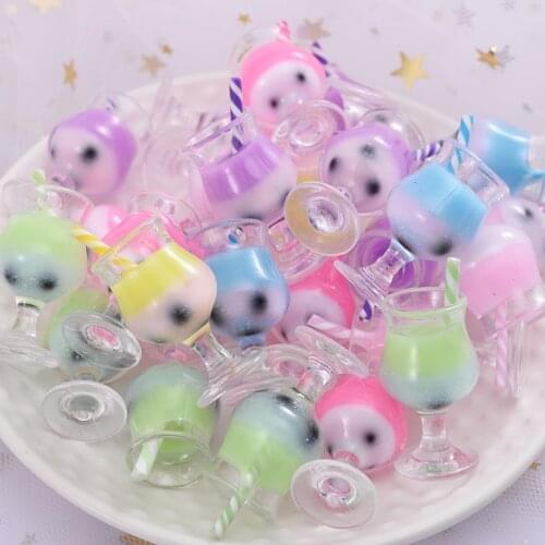 10Pcs Transparent Mixed Acrylic Beads Sandy Beach Wineglass Shape Loose Beads For Jewelry Making DIY Bracelet Crafts Accessories