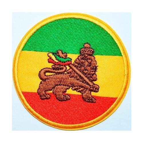 Lion of Judah flag rasta reggae rastafarian Kingdom applique iron on patch (Size is about 7.6 cm)