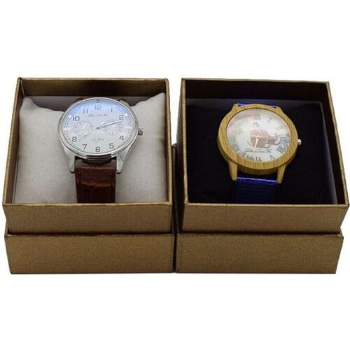 24pcs/lot Watch/Jewelry Gift Box Time Gold Color Paperboard Black/White Pillow Porte Bijoux, May Custom Logo/Size bolsas de tela