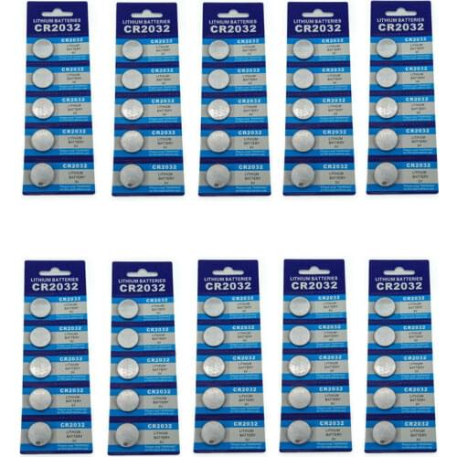 50PCS /10 Cards 3V CR2032 DL2032 CR 2032 KCR2032 5004LC Lithium Button Coin Cell Battery For Watch Toys Remote Car Keys