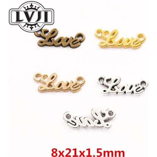 50pcs quality zinc alloy love Pendant love Connector Charm Fashion Bracelet Necklace DIY Jewelry Findings 5988