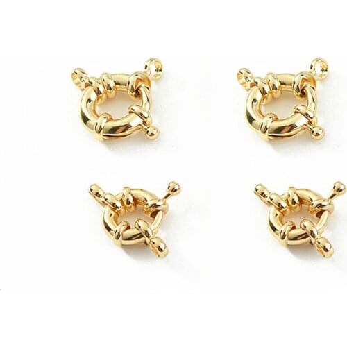6PCS 14k Gold Plated Rudder Shape for Jewelry Making Bracelet with Spring Buckle and End Buckle DIY Necklace Accessories