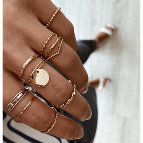 9PCS/SE Fashion Jewelry Rings Set Hot Selling Metal Alloy Hollow Knuckle Women Finger Ring For Girl Lady Party Wedding Gifts