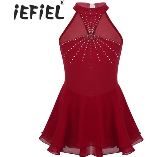 Girls Ballet Dress Gymnastic Leotards Halter Sparkly Rhinestone Mesh Leotards Kids Toddler Gymnastic For Stage Performance Dance