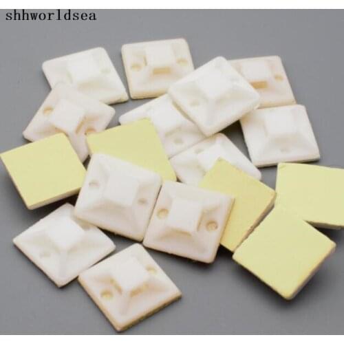 Shhworldsea 30mm*30mm 500pcs White Zip Tie Cable Wire Removable Self Adhesive Wall Holder Mount Clip/Clamp