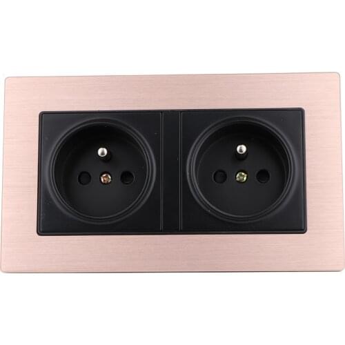 Piece Golden EU Double Power Socket AC Schuko Power Panel 16A EU Standard Wall Outlet