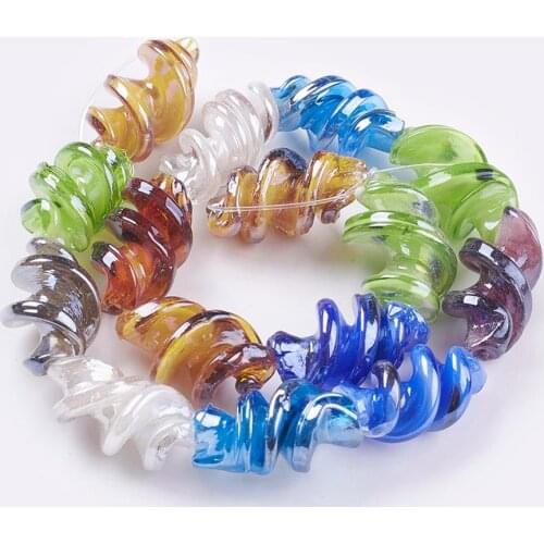 About 15pcs/Strand Handmade Twist Lampwork Beads Strands Mixed Color for DIY Jewelry Bracelets Necklace Making