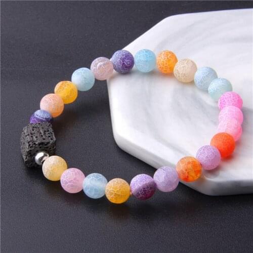 Natural Weathered agates stone beads bracelet jewelry Dyed natural agates gem beaded bracelet for women her party friendship