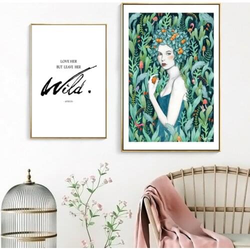 Color Fowers Leaves Girl Inspirational Phrase Canvas Painting Print Poster Picture Wall Nordic Minimalist Home Decoration