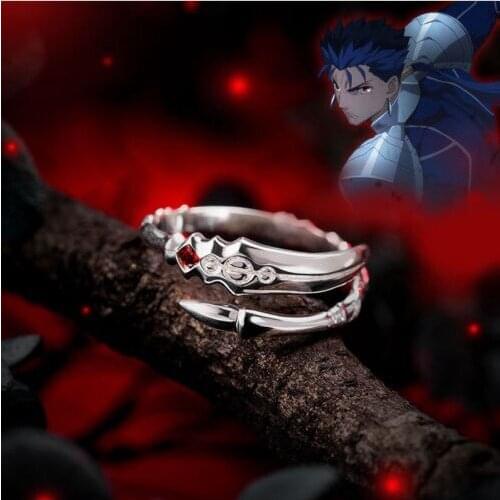 Fate/Stay night UBW Lancer Gae Bolg Chulainn Sword 925 Sterling Silver Ring Cos