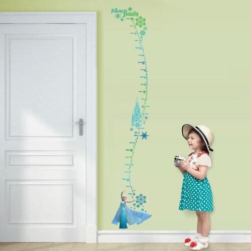 Hot Disney Frozen Anna Elsa Growth Chart Wall Stickers For Kids Rooms Home Decor DIY Anime Wall Decals Height Measure Mural Art
