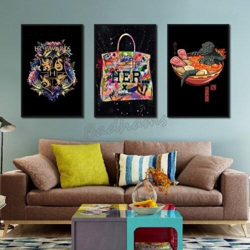 Canvas Painting Frameless Poster Japanese Style Soup Noodle Shopping Bag Picture Printing Waterproof Ink Decoration Home