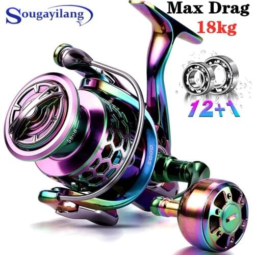 Sougayilang 2000-7000 Series New Multicolor Spinning Fishing Reel 12+1 BB 5.5:1 Ultra Smooth Metal Body Carp Reel Fishing Tackle