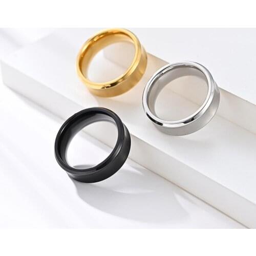 Inschic Hot Offer Glossy Black Golden Color Bump Minimalist Thumb Rings Titanium Steel Man Womens Accessories Gadgets For Unix