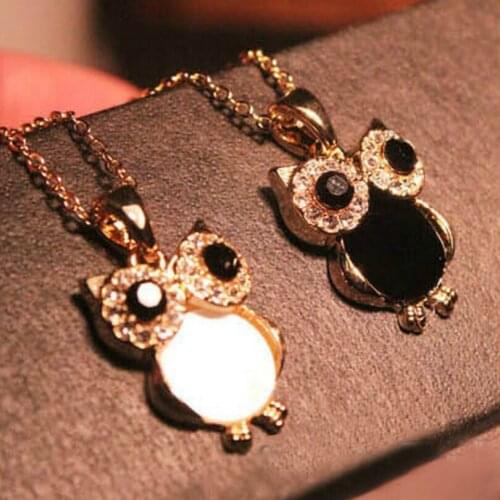 Korean Fashion Jewelry Retro Owl Necklace Imitation Natural Shell Crystal Sweater Chain Bohemian Female Elegant Necklace