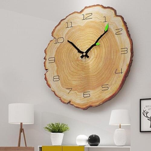 Nordic Style Creative Living Room Wall Clock 12 Inch Annual Ring Design Silent Quartz Clock Wood Grain Clock Home Decor ZA316
