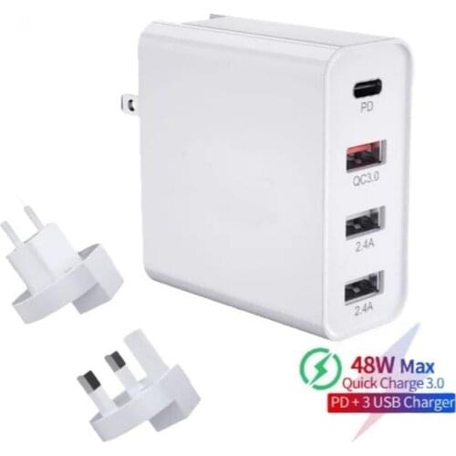 LAMJAD 48W Multi Quick Charge 3.0 USB Charger PD USB Type C QC3.0 QC Turbo Wall Fast Phone Charger For iPhone 11 Pro Max Xiaomi