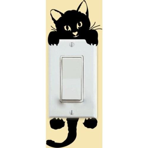 Cute Cat Switch Wall Stickers Decor Art Mural Baby Nursery Room Sticker Wallpaper For Living Room Home Decal Dropshipping