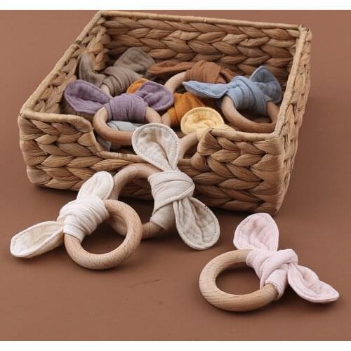 Baby Rattles Sets Beech Wooden Bow BPA Free Baby Gym Accessories Teeth Pendant ChildrenS Goods Teeth Learning Edccation