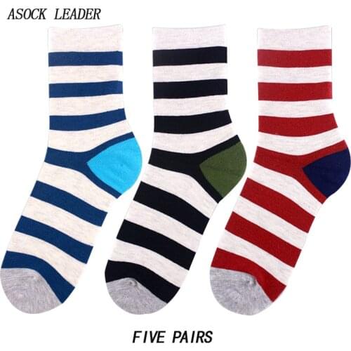 2018 Spring&Summer New Mens Socks Novelty Regalos Para Hombre Fashion Stripe Japanese Wind Stockings Casual 5 Pairs/Lot