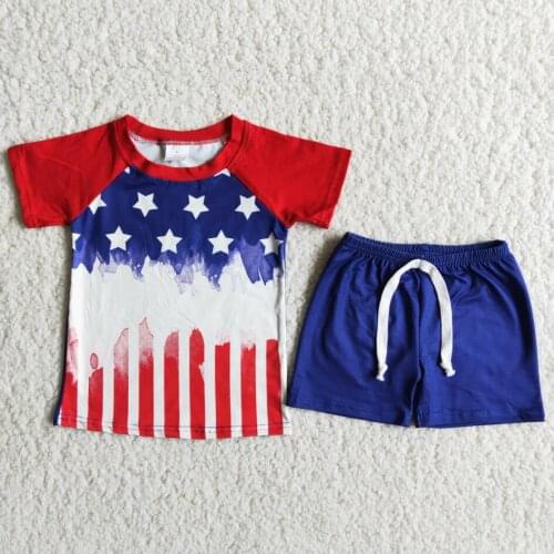2021 Boys New Arrival Little Kids Clothing 4th Of July 2pcs Casual Toddler Outfits 2pcs Clothing Sets Hot Sale No Moq Clothes
