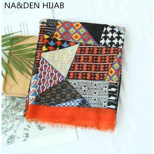 New Geometric print cotton fringe scarf muslim women high quality headcover hijab ladys warp fashion scarf shawl 10pcs/lot