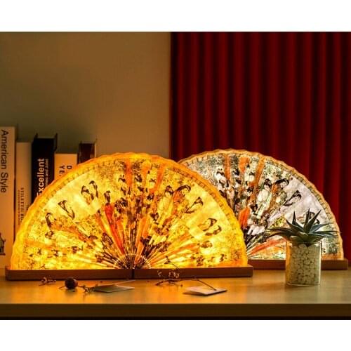 New type of magnetic absorption wood Book lamp new strange folding fan lamp can be customized design LED fan lamp