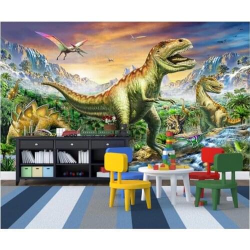 Custom photo wallpaper 3d mural wallpaper for walls 3d Cartoon forest dinosaur world childrens room background wall papers