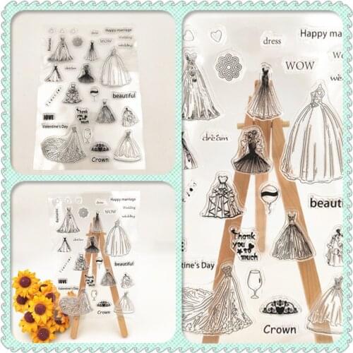 Wedding Dress Transparent Stamp DIY Hand Account Decoration Childrens Puzzle Album Card Stamp Custom Stamp