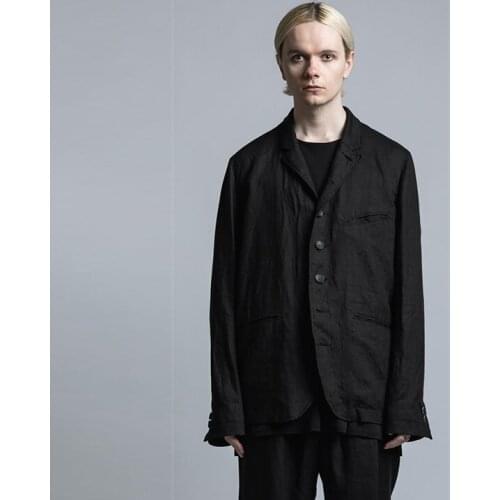 S-6XL! Linen oversize suit 2021 New simple loose dark classic mens coat