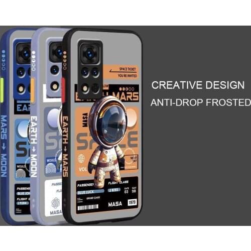 Cartoon Astronaut Pattern Phone Case For Huawei Honor V40 Liquid Side Printing Silicone Shockproof Cover For Honor V40