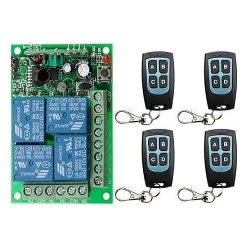 DC12V 4CH RF Wireless Remote Control System teleswitch 4 transmitter and 1 receiver universal gate remote control