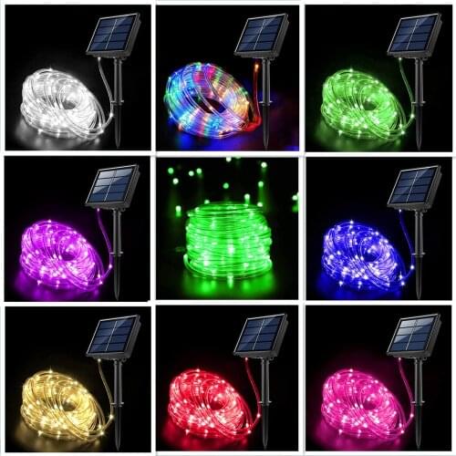 2021 Upgrade Led Solar Holiday Waterproof Decoration Christmas Tube Rope String Light 10/12/22M 8 Mode Decors Wedding New Year