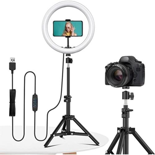 LED Ring Lights for Makeup Selfie Photo Studio Hoop Light to Make Tik Tok Youtube VK Video Round Lamp with Tripod Phone Holder