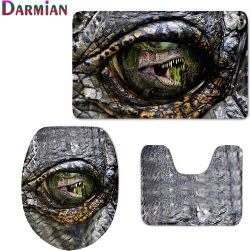 Creativity Design Animal 3D eyes Printing Toilet Seat Cover for Washroom Bathroom Rug Set Mat 3 Piece Set No-slip loor Carpets