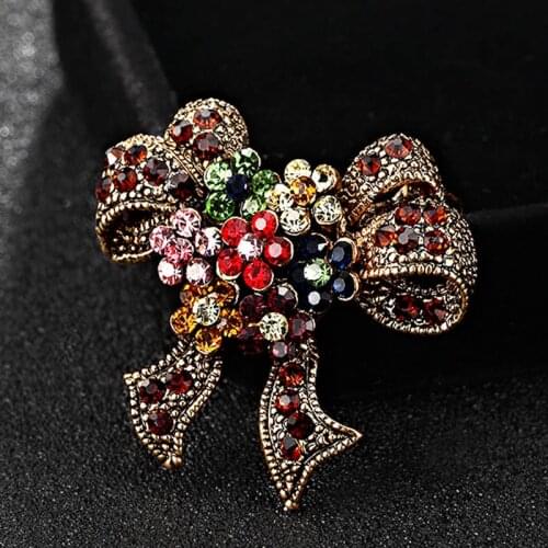 Vintage Bowknot Brooches for women best party gifts Cheap price Rhinestone Hijab Pins Women Bags Accessories Small Broch