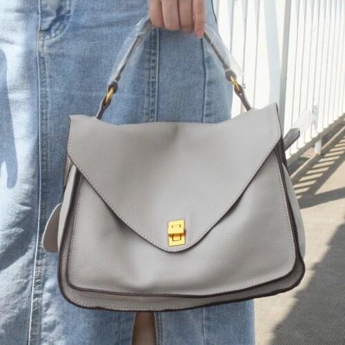 Vintage Handbags Womens Bag Business Briefcase Hand Shoulder Bags Female Genuine Leather Satchel Gray Messenger Bags For Women