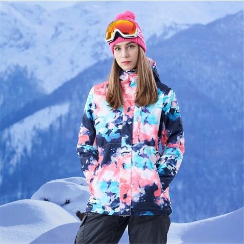 Women Snowboard Jacket Colorful Winter Waterproof Skiing Jacket Breathable Windproof Outdoor Sport Clothing Warm Coat