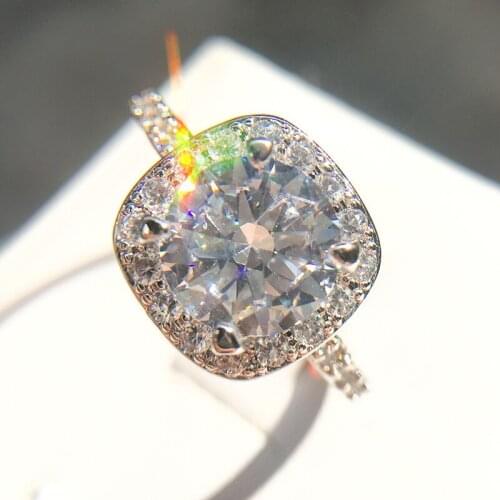 Colorful Square Zircon Ring Minimalist Female Round Colorful Stone Wedding Ring Vintage Engagement Rings For Women